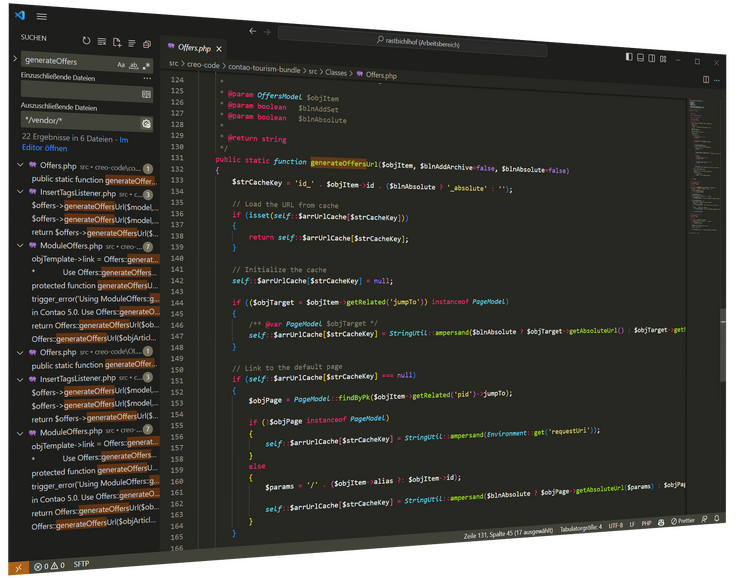 Bildschirm mit farbig hervorgehobenem Programmcode