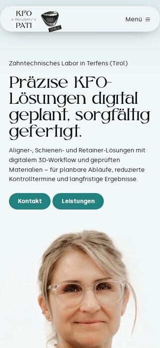Startseite von KFO Manufaktur auf dem Smartphone