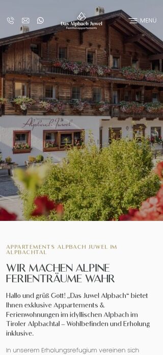 Startseite von Das Alpbach Juwel auf dem Smartphone