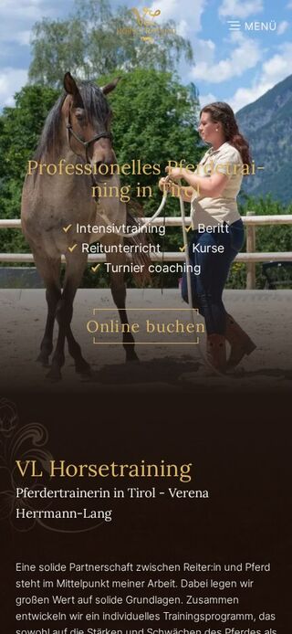 Startseite von VL Horsetraining auf dem Smartphone