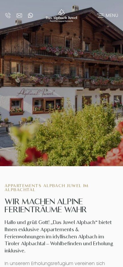 Startseite von Das Alpbach Juwel auf dem Smartphone