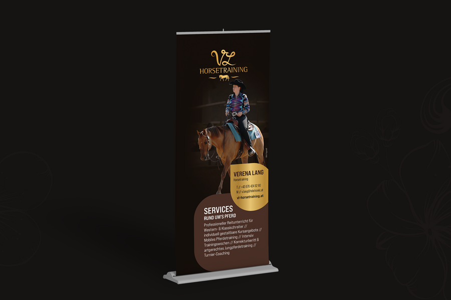 Roll-Up-Banner von VL Horsetraining für Messe- und Turnierauftritte
