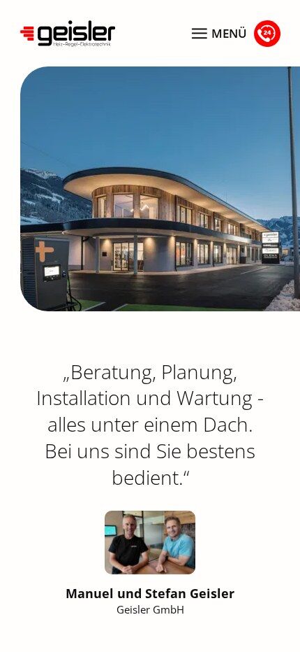 Startseite von Geisler auf dem Smartphone