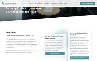 Ecomera: Stellenbereich mit Konferenzraum-Aufnahme und Schaltfläche zu offenen Stellen