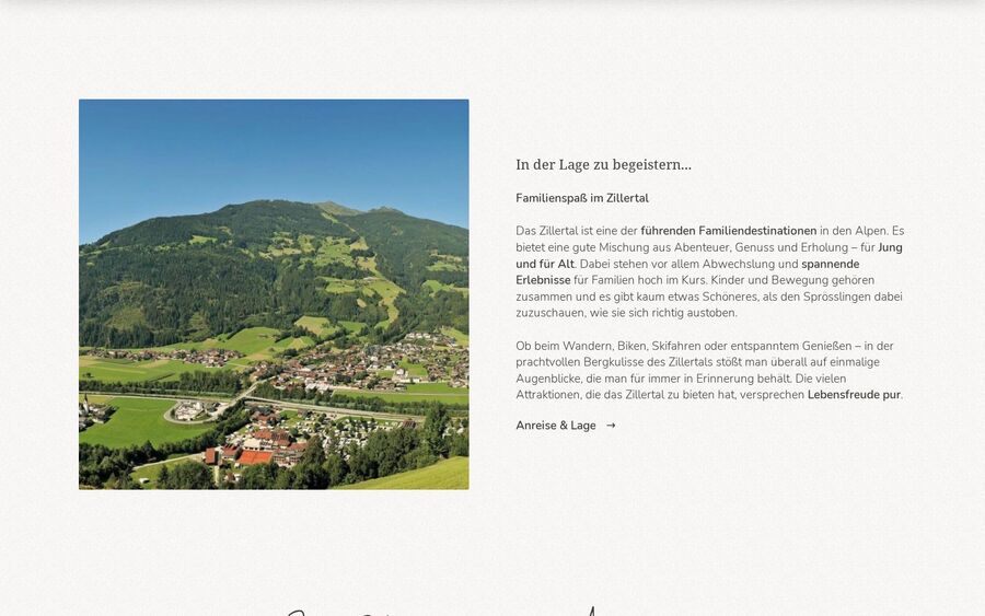 Luftaufnahme von Aschau im Zillertal auf der Martlerhof-Website